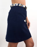 70s/80s vintage navy blue pencil skirt, matching belt