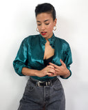 80s vintage teal blouse