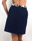70s/80s vintage navy blue pencil skirt, matching belt