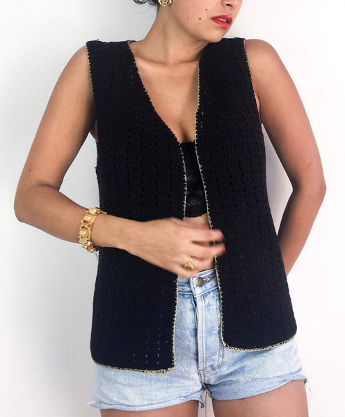70s vintage crochet vest
