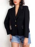 80s vintage black 100% wool Caroline Rohmer PARIS blazer