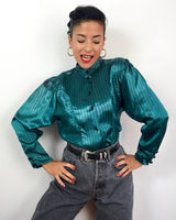 80s vintage teal blouse