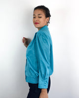 80s vintage thick and bright blue blouse