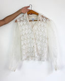 80s vintage blouse, lace and chiffon mix