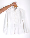 90s vintage white blouse, embroideries and pearls