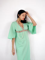 70s vintage mint green maxi dress