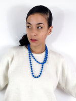 70s vintage long blue beaded necklace 💌 FREE SHIPPING