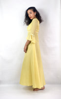 70s vintage yellow prom dress