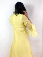 70s vintage yellow prom dress