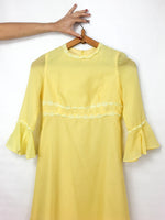 70s vintage yellow prom dress