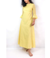 70s vintage yellow prom dress