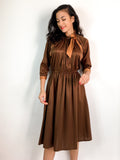 70s vintage brown midi dress