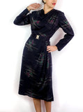 70s vintage black day dress with matching belt