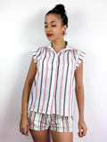 80s vintage sleeveless striped blouse