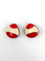 80s vintage red and cream clip-ons 💌 FREE SHIPPING