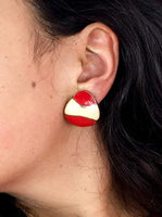 80s vintage red and cream clip-ons 💌 FREE SHIPPING