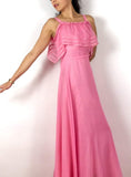 70s vintage baby pink prom dress