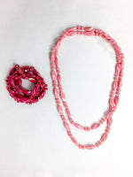70s vintage pair of pink plastic pearl necklace 💌 FREE SHIPPING