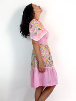 70s vintage baby pink prairie dress