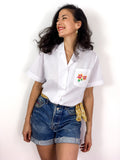 90s vintage shirt, Asian-style tropical flowers