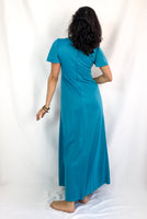 70s teal/turquoise maxi dress