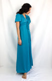 70s teal/turquoise maxi dress