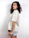 80s vintage floral print shirt, pastel tones