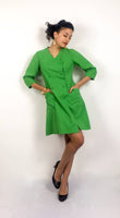 60s vintage apple green shirt dress