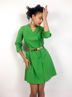 60s vintage apple green shirt dress