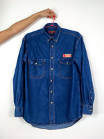 90s vintage blue denim shirt, 100% cotton