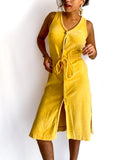 70s/80s vintage yellow velvet pool-side dress