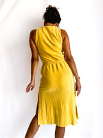 70s/80s vintage yellow velvet pool-side dress