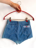 70s vintage high rise hot pants, size FR 32/34 (size XS, UK 4/6, USA 0/2)