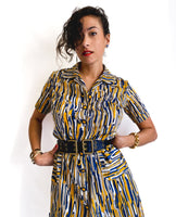 70s/early 80s vintage shirdress, retro print and shirt sleeves