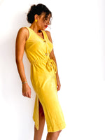 70s/80s vintage yellow velvet pool-side dress