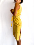 70s/80s vintage yellow velvet pool-side dress